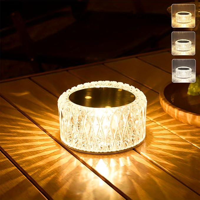 Portable Crystal LED Table Lamp, 3-Levels Brightness Desk Lamp,3 Color Touch Control Rechargeable Lamp for Bedroom Living Room Decor (3 Color)