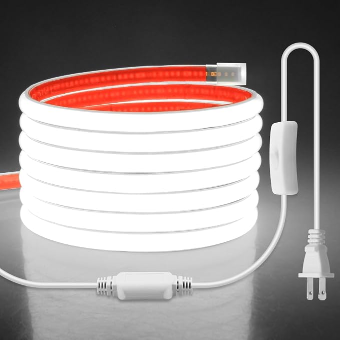 Aclorol COB LED Light Strip 120V 10FT Under Cabinet LED Strip 110V Cold White 6000K CRI90+ Flexible and Unifrom Waterproof IP67 Rope Lights for Bedroom Balcony Patio Outdoor Lighting Project 288LEDs/M
