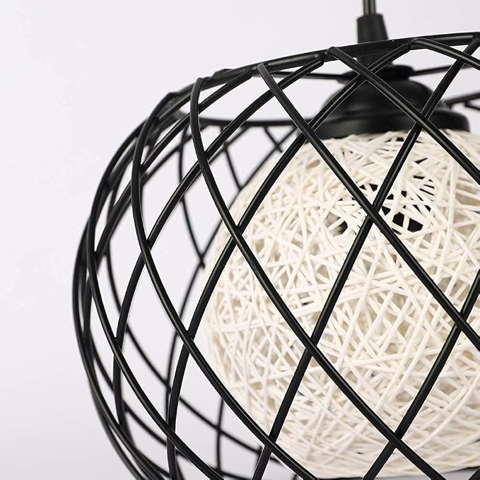 Modern Pendant Hanging Light Industrial-Light Fixture Rustic Ceiling, Metal Cage Hanging Lamps Vintage Industrial Chandelier Black for Bedroom,Kitchen Island,Hallway,Entryway,Garage,Bathroom.