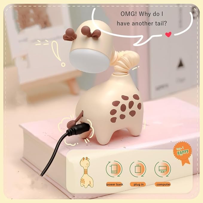 Fantasee Giraffe Night Light USB Rechargeable Nursery Light Bedside Sleeping Light for Child Kids Students Birthday Party Gift Home Decor (Pink)