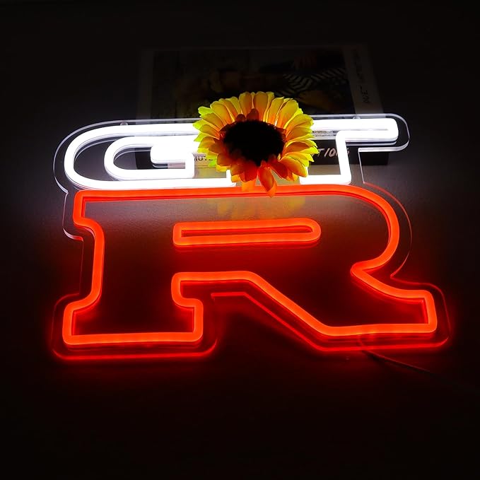 JFLLamp G.T.R Car Neon Signs for Wall Decor Neon Lights for Business Led Signs Suitable for Man Cave Restaurant Office Bar Pub Led Art 5V Power Adapter