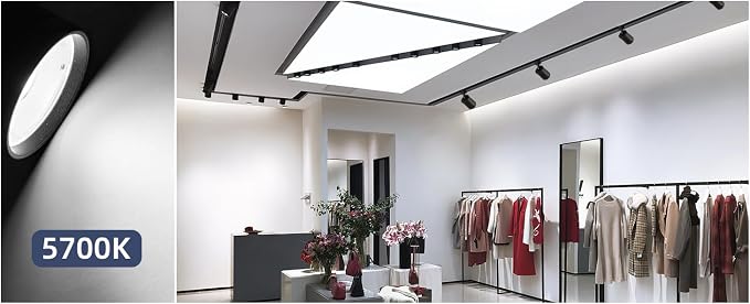 10W LED Black Track Lighting Heads, H Type Track Lighting Rail Ceiling Spotlight for Accent Task Wall Art Exhibition Lighting, and Wall Art Display Illumination 3000K-5700K, CRI90+ (6-Pack