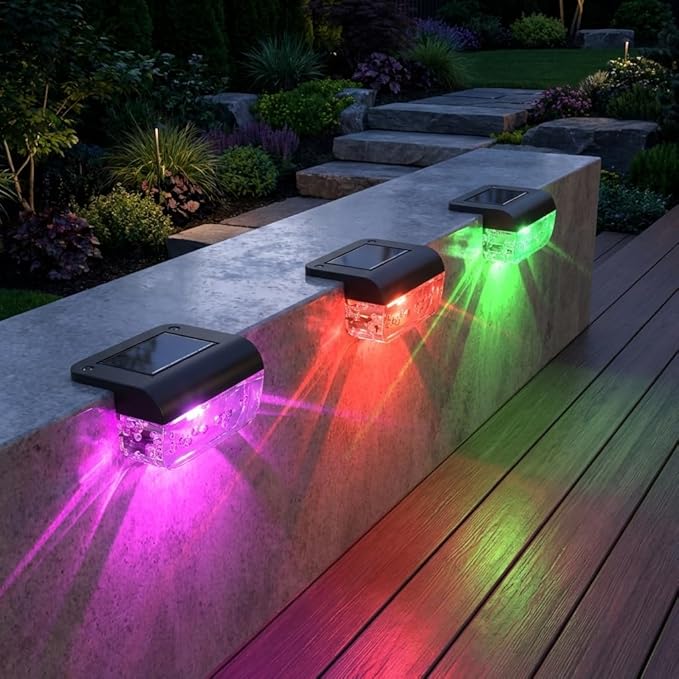 Solar Deck Lights 16 Pack, Solar Lights Outdoor Waterproof for Outside, Stairs, Step, Fence, Yard, Garden, Patio, Pool, Railing (Color Changing)
