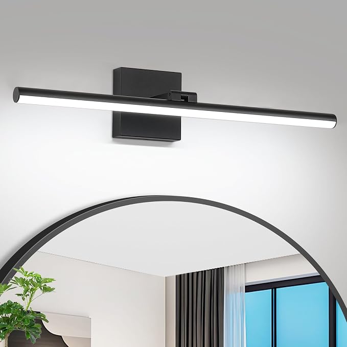LED Bathroom Vanity Light, Modern Bathroom Light Fixture Over Mirror (Cool White 6000K), Vanity Light Bar with Angle Adjustable, 24 Inch, Black