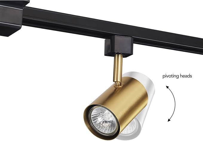 Globe Electric 64000009 4-Light Adjustable Track Lighting Kit, Matte Black and Matte Brass Finish, 56-Inch Width, GU10 Base, Dimmable, Modern Industrial Ceiling Light