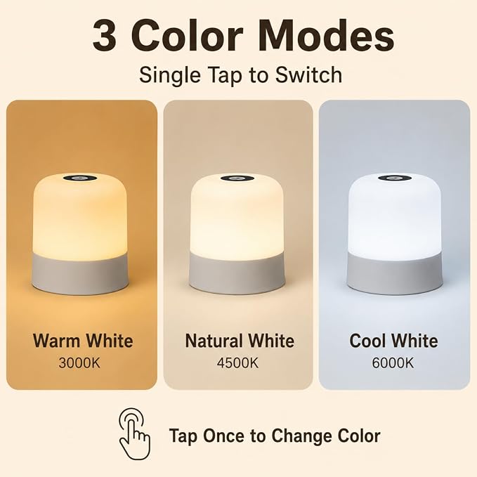 Portable Baby Night Light, 3 Color Egg Lights for Nursery | 2400mAh, Small Rechargeable LED Lamp, Dimmable Touch Nightlight for Newborn, Toddler, Kids, Adults 2 Pack