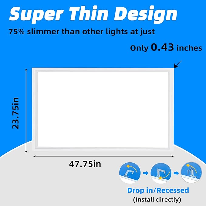4 Pack 2x4 LED Flat Panel Light Drop Ceiling Office Fixture, 7800LM Daylight 2x4 LED Light Fixture, 5000K 2x4 Recessed Drop Ceiling Lights, 0-10V Dimmable Lay in Fixture for Office Kitchen, ETL Listed