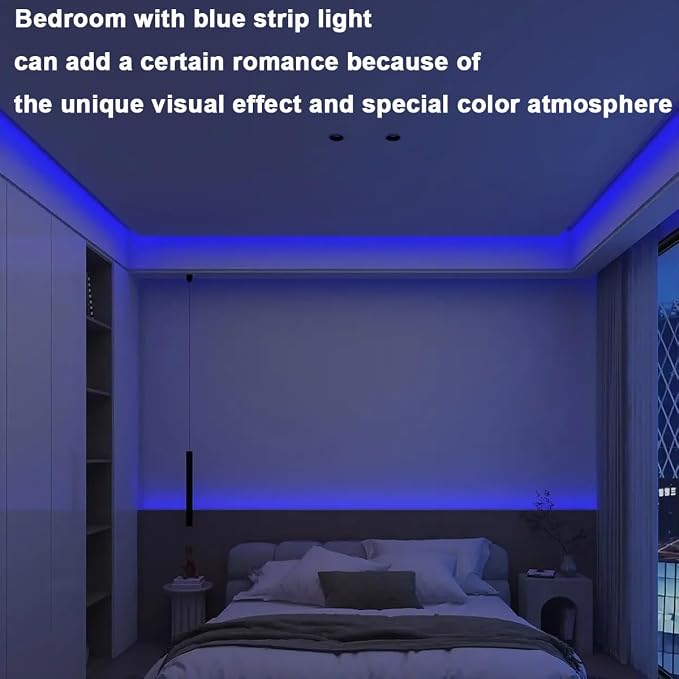 TOPAI 12V Thin 5mm Dotless Blue COB LED Strip 16.4ft Under Cabinet Light | Narrow Tape Lights, 400 LEDs/M, No Dark Spots, Flexible Cuttable, Self Adhesive Easy Install