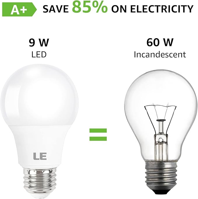 LE LED Light Bulbs 60 Watt Equivalent, 9W 800 Lumens Non-Dimmable, Daylight White 5000K, A19 E26 Standard Medium Base, 10000 Hour Lifetime 5 Count (Pack of 1)