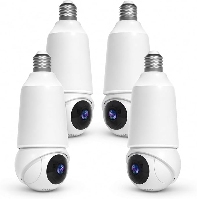 Light Bulb Security Camera, 5G&2.4GHz WiFi Light Bulb Cameras Wireless Outdoor Indoor, 2 in 1 Lightbulb Camera for Home Security, 2K HD Color Night Vision, Smart AI Motion Detection, 911 Emergency