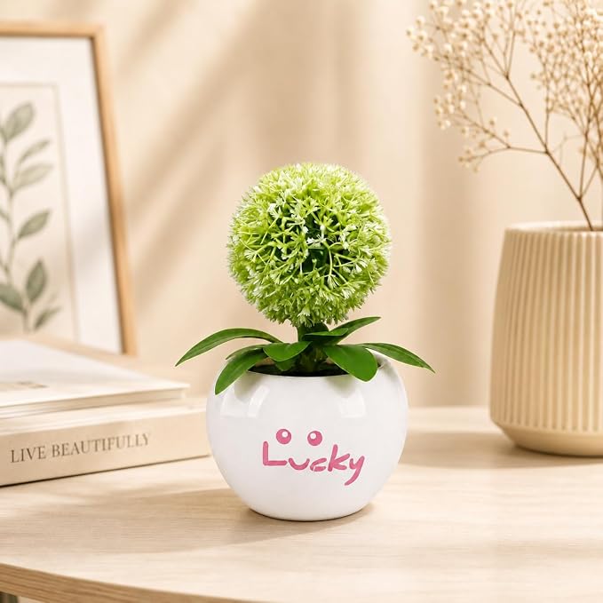 Dandelion LED Night Light,Rechargable Flower Bonsai Desk Lamp with Ceramic Base,Stepless Dimmable & Touch Control Accent Light,Aesthetic Room Decor for Bedroom,Dorm,Gifts for Girls Women (White)