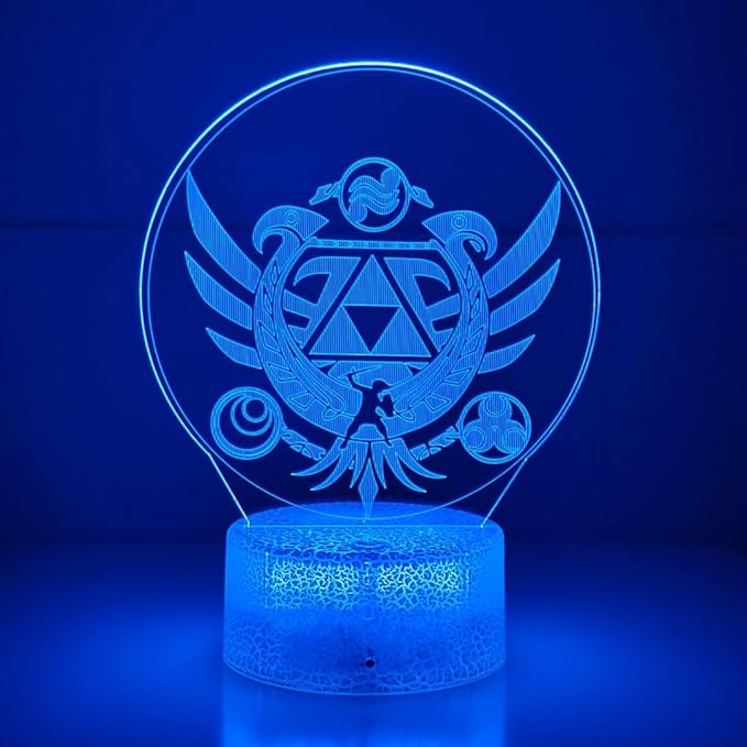 3D Night Light, 16 Color Changing Cartoon USB Desk Lamp, Crest of Hyrule Illusion Lighting with Remote Control for Home Decor Gift for Kids. (4)