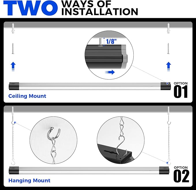 Barrina BS84 Motion Sensor LED Shop Light for Workshop 4FT, Garage Lights Plug in Fixtures, 84W, 5000K, 10000LM Motion Activated, Linkable & Hanging or Flush Mount, 2 Packs