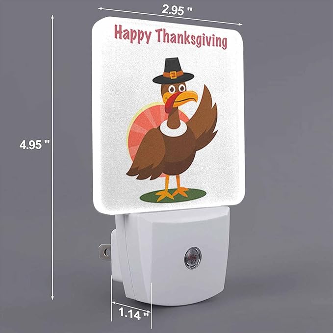 LED Night Light Plug into Wall with Dusk to Dawn Light Sensor White Energy Efficient Thanksgiving Day Autumn Traditional Nightlight for Bedroom Bathroom Hallway Living Room Kitchen