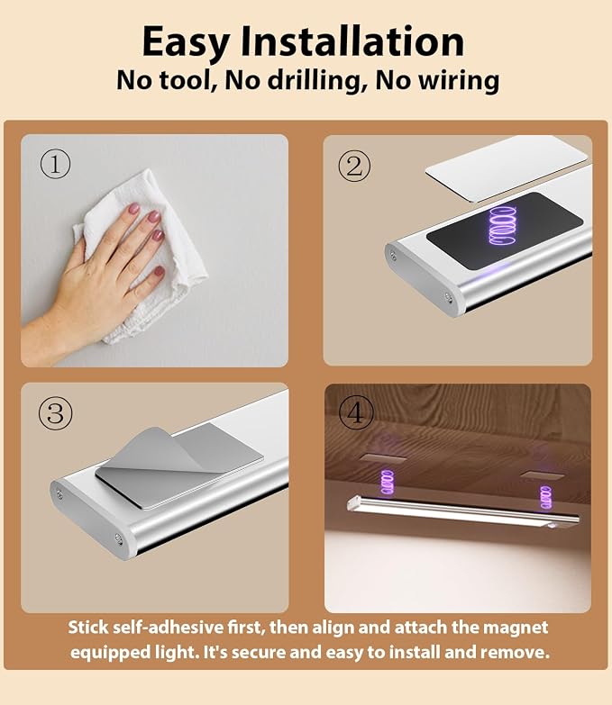 80-LED Motion Sensor Light Indoor with Remote, 12 inch Under Cabinet Lighting Wireless, Timer & Dimmable Under Cabinet Lights, Under Counter Lights for Kitchen, Stairs, Hallway, 3 Color, 2Pack