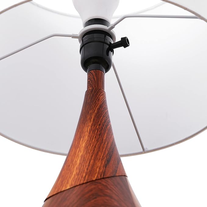 Globe Electric Novogratz x 65862 Harrington 20" Table Lamp, 2-Tone Faux Wood, White Cotton Shade