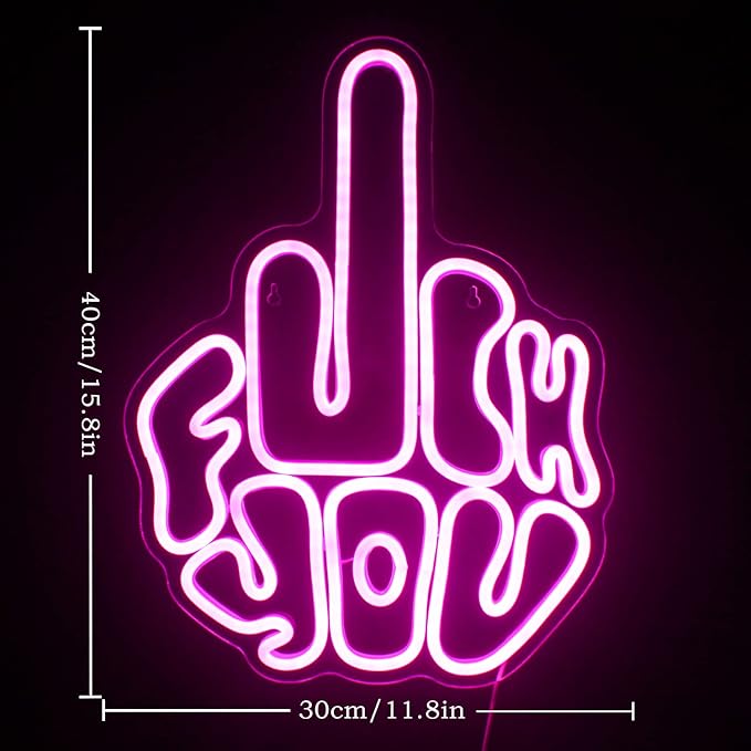 Letters Gesture Neon Signs for Wall Pink LED Neon Lights USB Neon Wall Light Neon Bar Light Up Sign for Bedroom Party Pub Game Zone Decoration