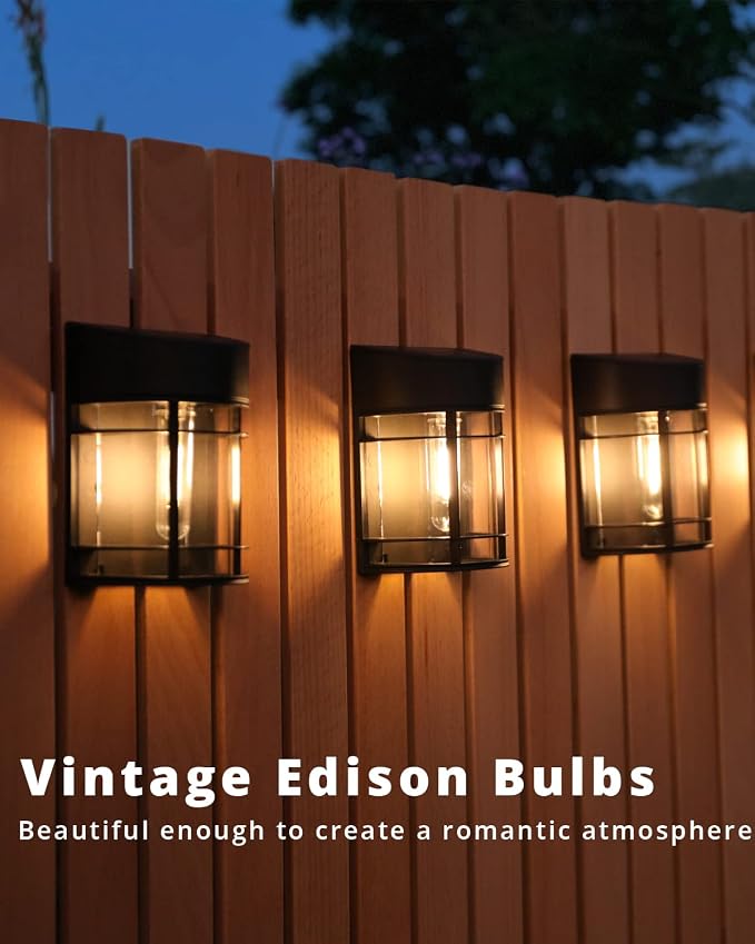 Solar Fence Lights, Upgrade Solar Deck Lights, Waterproof Solar Outdoor Lights for Wall Yard Post,Steps, Easy-to-Install