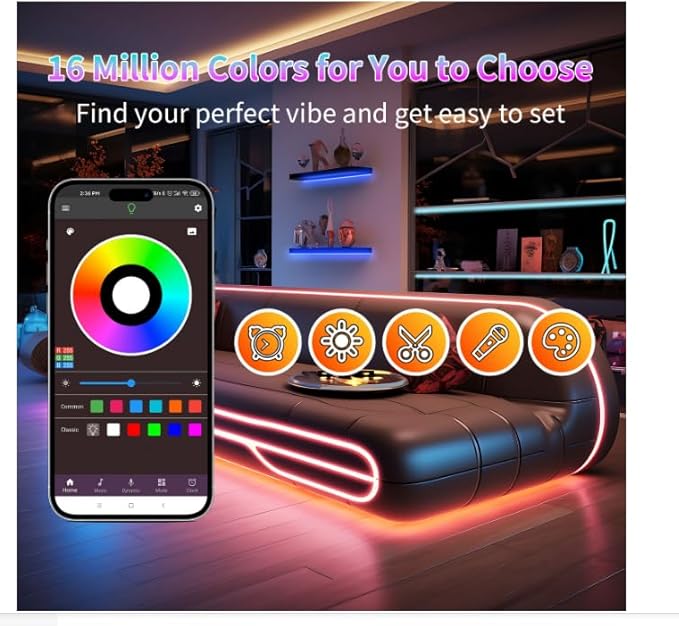 NBBUFF Led Lights for Bedroom 150FT, RGB Led Strip Lights Music Sync | DIY Color Changing LED Light Strip with Remote & App Controll, Led Lights for Room Decor (2 Rolls of 75ft)
