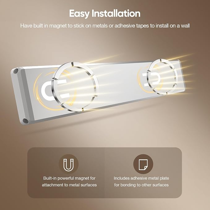10.5inch Under Cabinet Lighting Wireless, Motion Sensor Light Indoor 3PCS | 3 Color Temps & 5 Level Brightness, Rechargeable Magnetic Closet Light Under Counter Lights for Kitchen, Bedroom, Stair