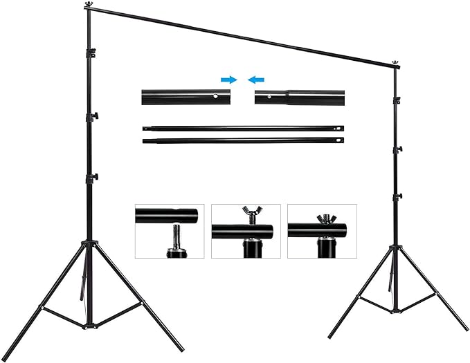 Photography Umbrella Lighting Kit with 85w Led Bulb,Muslin Backdrop (White Black), Backdrop, Clips Clamp,8.5 * 10ft Photo Background Photography Stand System for Photo Video Studio Shooting