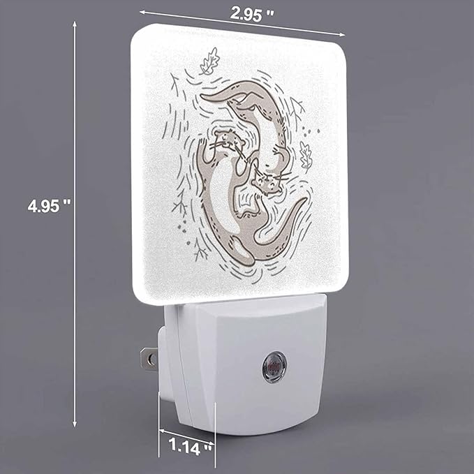 LED Night Light,Funny Couple Otter LED Night Light Plug into Wall with Dusk to Dawn Light Sensor White Energy Efficient Nightlight for Bedroom Bathroom Hallway Living Room Kitchen