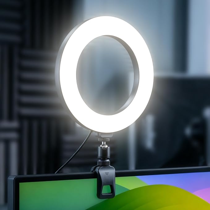 6" Ring Light with Desk Tripod Stand and Clip | Video Conference Lighting, Monitor Laptop Computer Compatible, Zoom Call Live Streaming, Remote Working Learning