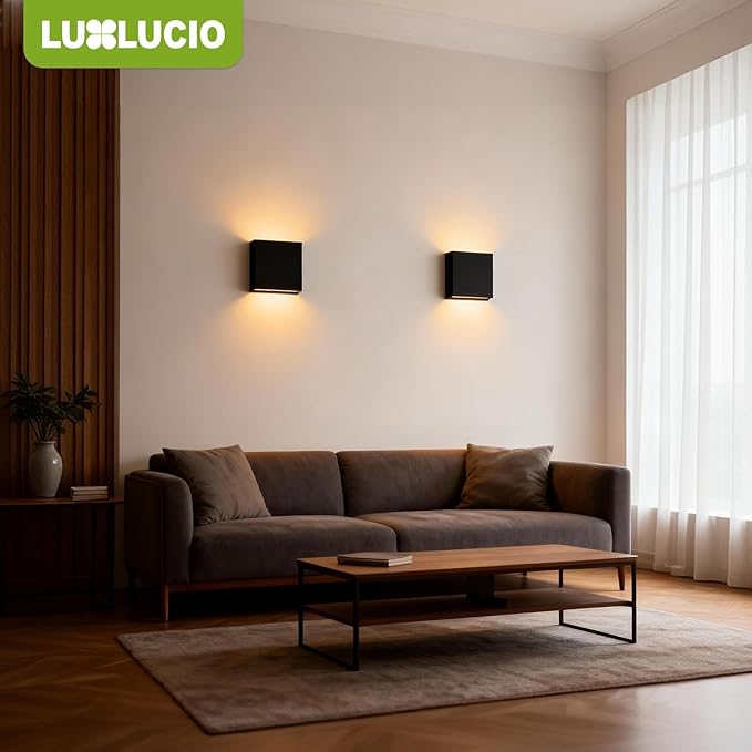 2 Pack Indoor Outdoor Black Up and Down LED Wall Light, Modern Bedroom/Porch Wall Lamp, IP65 Waterproof, 5%-100% Dimmable 18W 1620lm, 5CCT (2700K-5000K), CRI 90+, 120V-277V