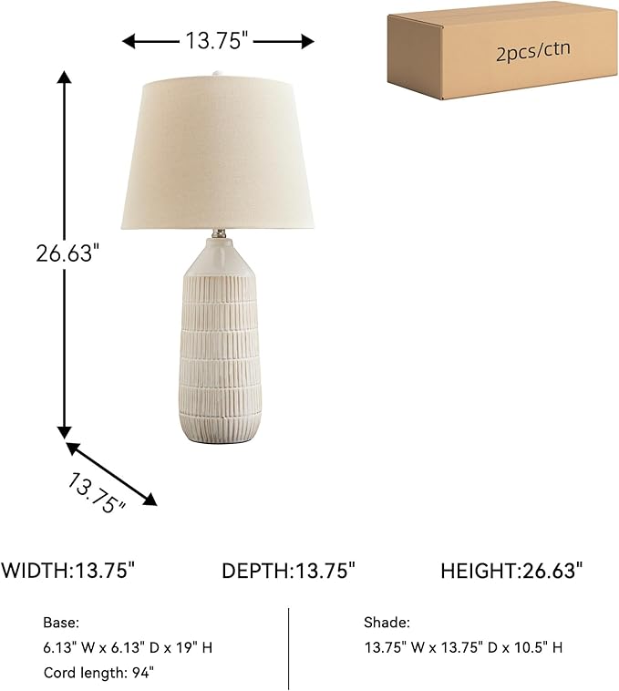 Signature Design by Ashley Willport Modern 26.5" Ceramic Table Lamp, Set of 2, Beige
