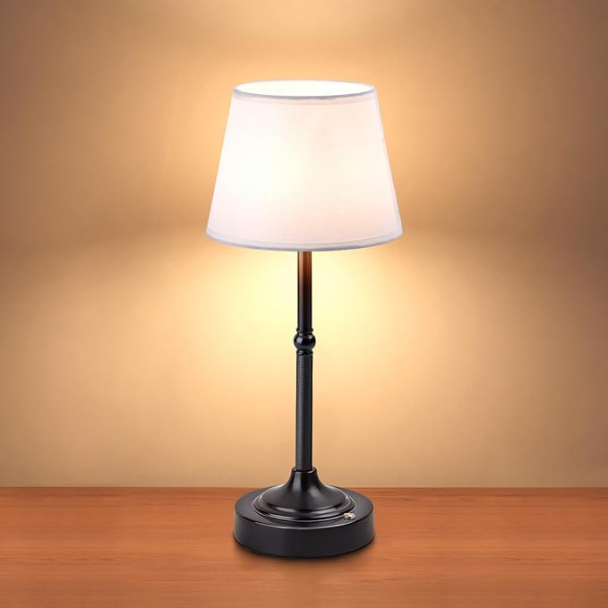 LUTEC Cordless Table Lamp, Battery Operated Lamp with 3 Color Temps and Stepless Dimming, 5200mAh Portable Rechargeable Table Lamp for Restaurant/Bedroom/Bars/Outdoor (Black)