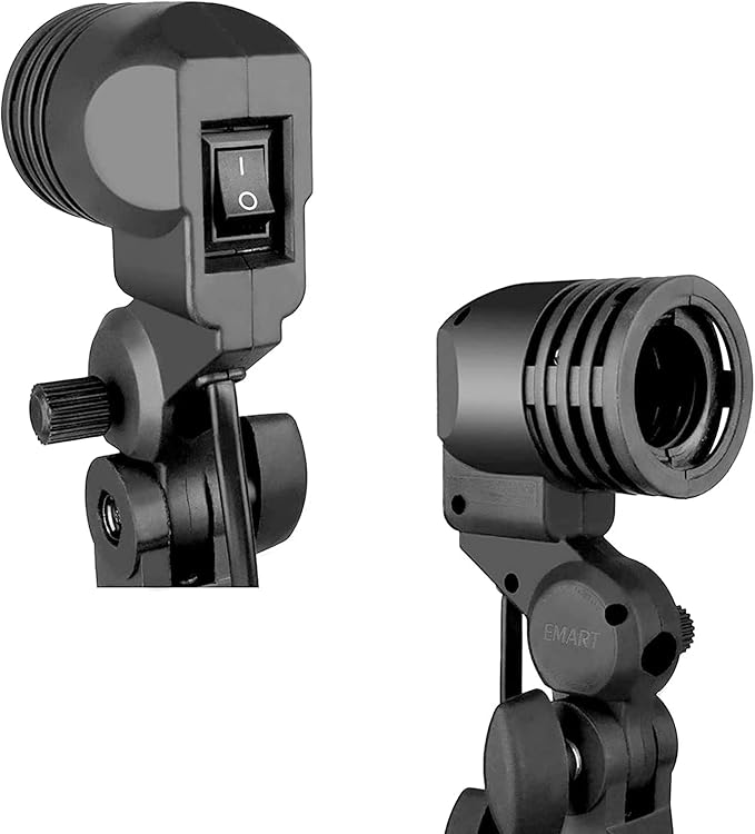 EMART Light Bulb Stand, E26 / E27 AC Socket with Umbrella Lamp Holder, Photography Lighting Mount for Photo Video Studio - 2 Pack
