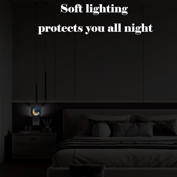 Moon and Starry Sky Night Light,Cartoon Animals Plug Into Wall with Dusk to Dawn Light Sensors, Warm Nightlights for Bedroom,Bathroom,Hallway,Kitchen,Gifts Ideal for Boys Girls Women Men