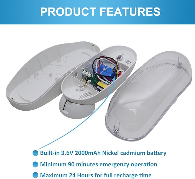 Outdoor Emergency Light with Battery Backup, Exterior Lights with Battery Backup, Wet Location, LED Egress Lights, Exterior Two Adjustable Heads Emergency Lighting Fixture,120/277V, UL Listed (1 Pack)
