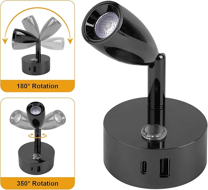 12V LED Reading Light with Dual Charging Ports, Touch Control Dimmable RV Light Interior 12 Volt Bedside Light Fixture for Camper Boat Van Trailer and Motorhome