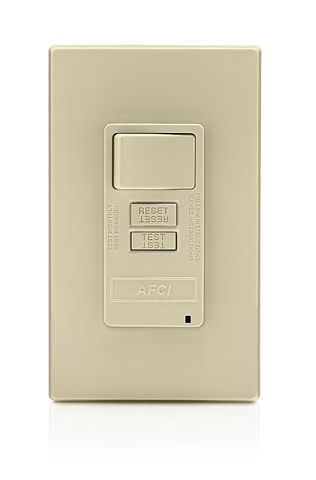Leviton Combination, 15 Amp, Self Test, LED Indicator Light, AFSW1-I, AFCI/Switch, Ivory