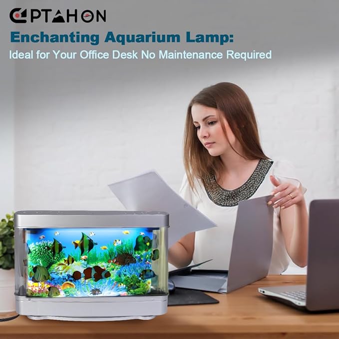 Artificial Tropical Fish Decorative Moving Aquarium Lamp - Virtual Ocean Motion. Kids Fake Fish Tank, Baby Aquarium Toy - Relaxing Mini Crib Ocean Night Light for Bedroom and Office