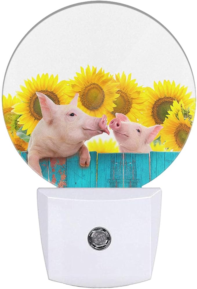 EKOBLA Piggy Night Light, Cute Pink Farm Animal Night Lights Plug Into Wall with Auto On/Off for Home Decor and Kids Gifts