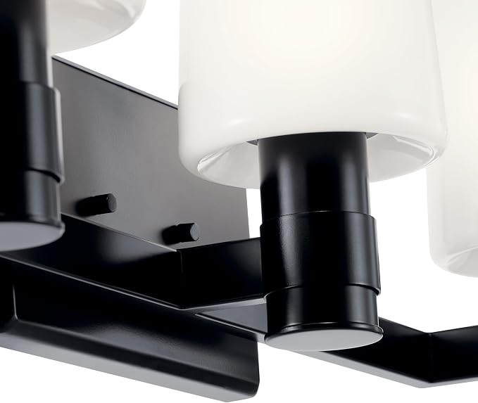 Kichler Adani 3-Light Bathroom Vanity Light, Black | Modern vanity light with opal glass for bathrooms and powder rooms (24" x 8.25"), 55176BK