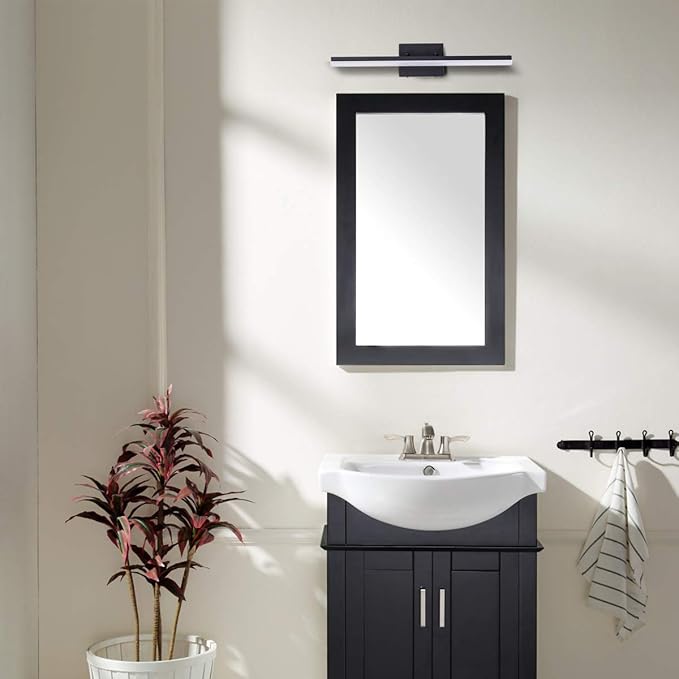 mirrea 24in Modern LED Vanity Light for Bathroom Lighting Dimmable 24w Black Painted (Cold White 5000K)