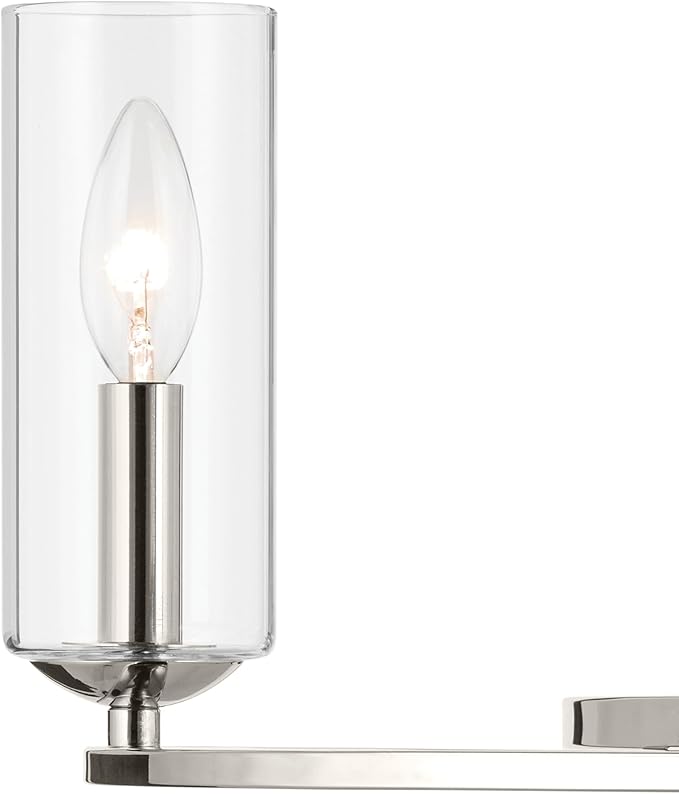 Kichler Harpin 6-Light Chandelier, Sloped Ceiling Compatible, for Dining Room or Living Room with Clear Glass in Polished Nickel (8.5" x 37.75"), 52771PN