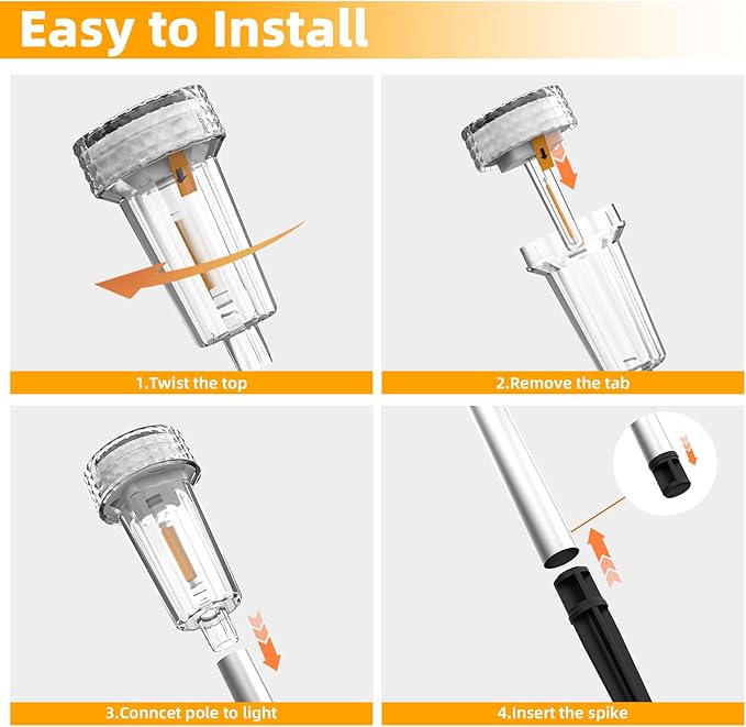DERAYSION Solar Lights Outdoor, 8 Pack Solar Pathway Lights Dusk-to-Dawn Garden Lighting, Waterproof LED Stainless Steel Pole, Outdoor Solar Lights for Path Walkway Yard Driveway Decor - Warm White