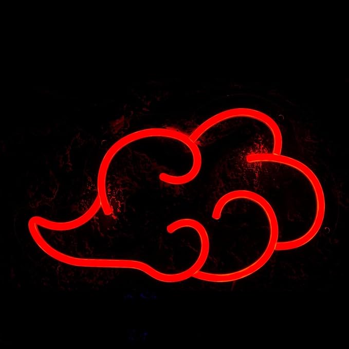 Cartoon LED Red Cloud Neon Signs for Wall Decor, Anime Dimmable Gaming Neon Sign Wall Signs USB Night Neon Light for Bedroom Game Room Man Cave Party, Gifts for Your Son, Boyfriend