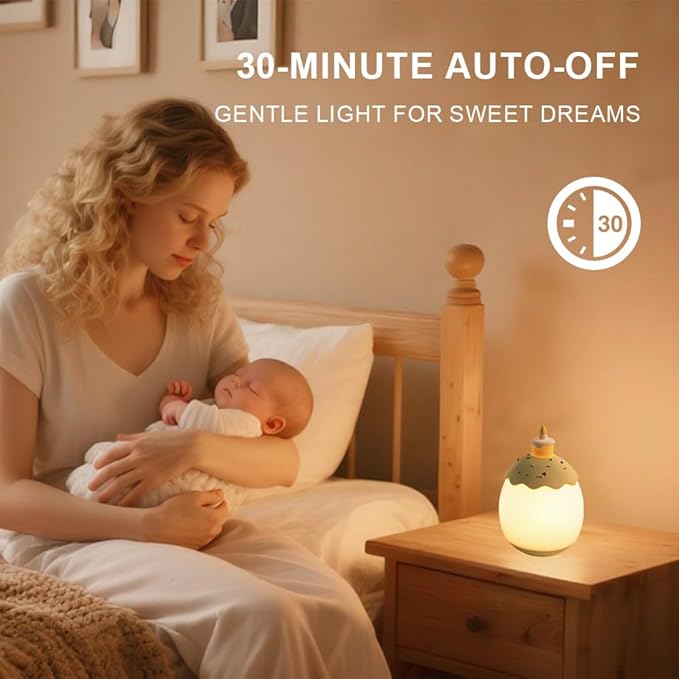 Night Light for Kids, Egg Baby Nursery Night Lamp with 7 Colors Changing & 30-Min Timer, Portable DIY Hand-Painted Custom Light for Kids Bedroom,Birthday Cake