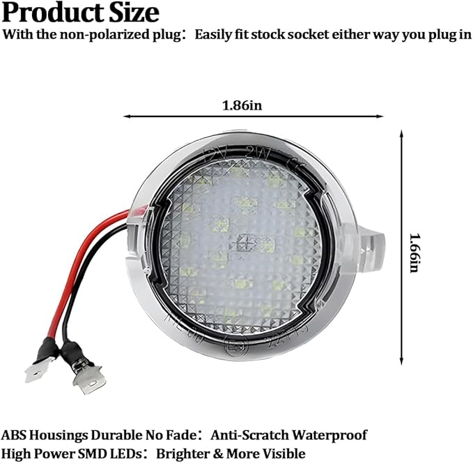 2PCS Car LED Side Mirror Puddle Lights, Vehicle Puddle Lamp Indicator, Automotive Mirror Signal LED Lamps Replacement Accessories, Compatible with Explorer Edge Mondeo (White)