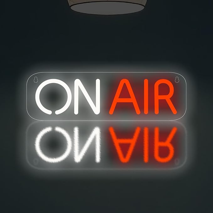 On Air Neon Sign - 5V USB power supply, low power consumption for Wall Decor, Podcast Decor, Video live, game live，LED Neon Signs, Wall Decor (White-Red)