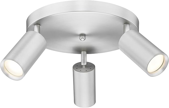 FEMILA 3 Light Track Lighting Kit, Brushed Nickel Round Ceiling Spotlight, 3000K Bulbs Included, LED Track Light for Living Room, Bedroom, Entryway, 4FS84F-3 BN