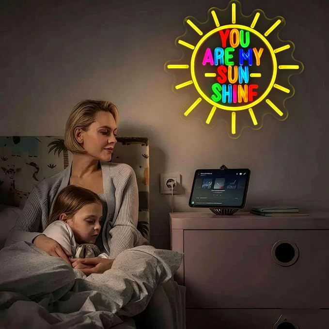 You Are My Sunshine Neon Sign for Bedroom Wall Decor, Dimmable Colorful LED Neon Light, USB Powered Neon Light for Kids Room Living Room Party Home Decoration Gift