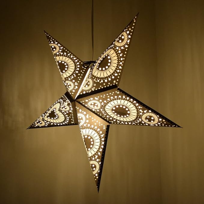 Sunflower Black Paper Star Lantern with 12 Foot Power Cord Included