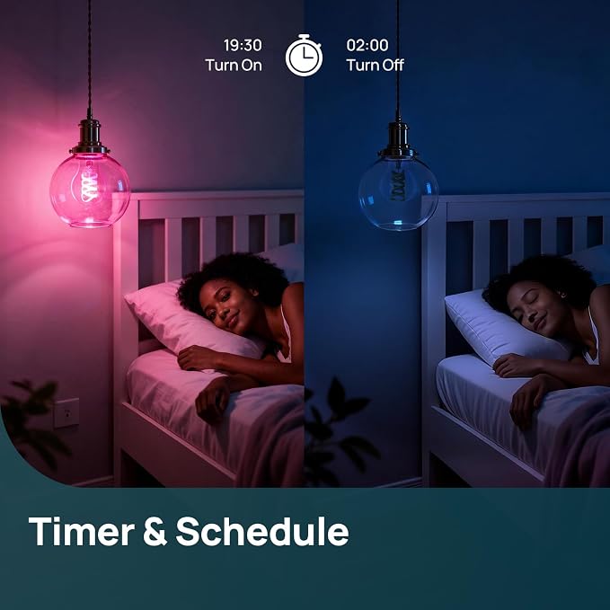 Linkind Matter A19 Smart Light Bulbs, Alexa/Apple/Google Home, 2Pack | Smart Edison Bulb, Voice Control, Music Sync&Light Show, 850LM Vintage Filament Bulb, 1800K-6500K White, E26 LED 60W Eqv