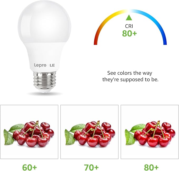 Lepro LED Light Bulbs 60 Watt Equivalent, 9W 800 Lumens Non-Dimmable, Warm White 2700K, A19 E26 Standard Medium Base, 10000 Hour Lifetime 3 Count (Pack of 1)